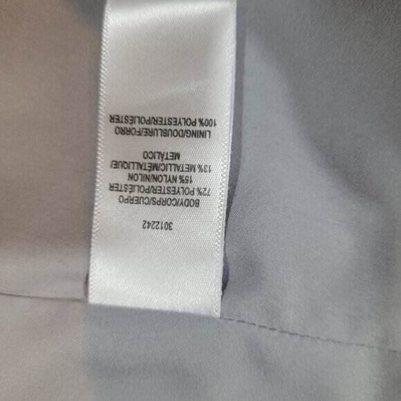 Halston Heritage Metallic Jacquard High/low Cocktail Dress In Silver Grey - 2 - Picture 10 of 10